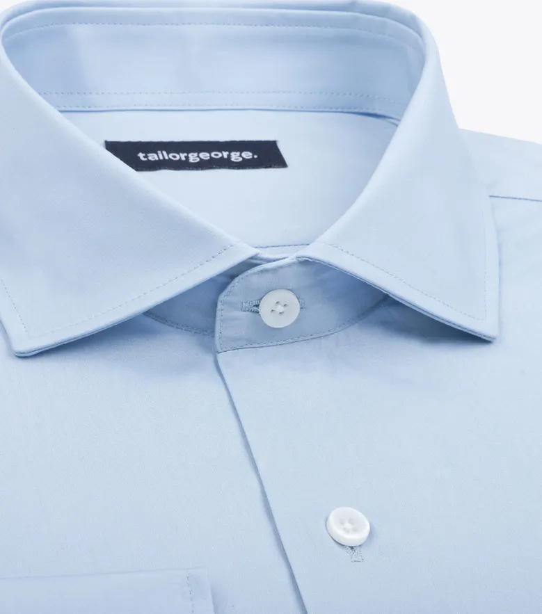 Chemise en popeline uni bleu ciel