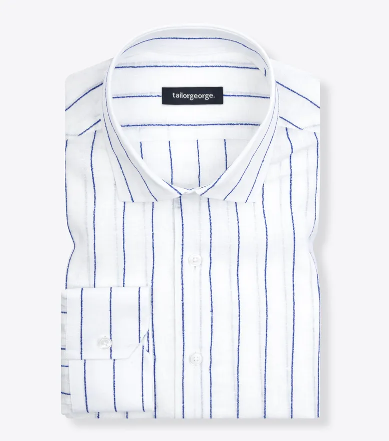 Chemise en lin à rayures bleues