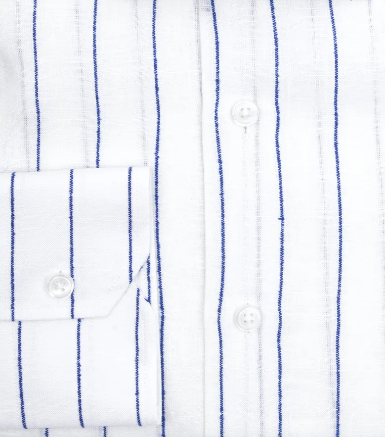 Chemise en lin à rayures bleues