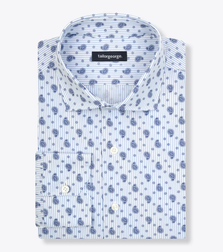 Chemise en popeline imprimée bleue