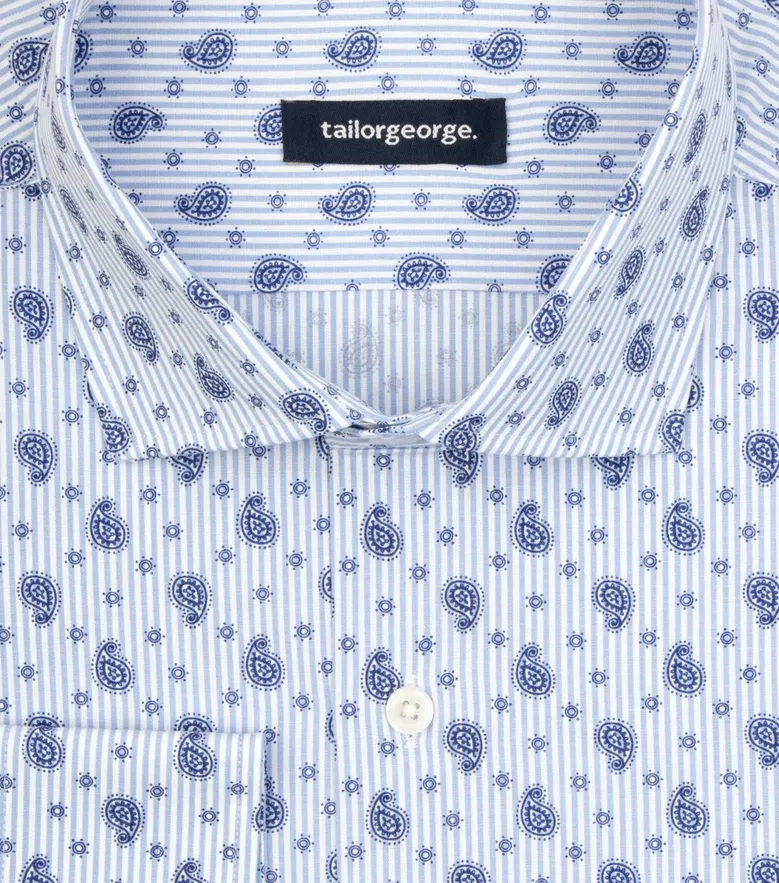 Chemise en popeline imprimée bleue