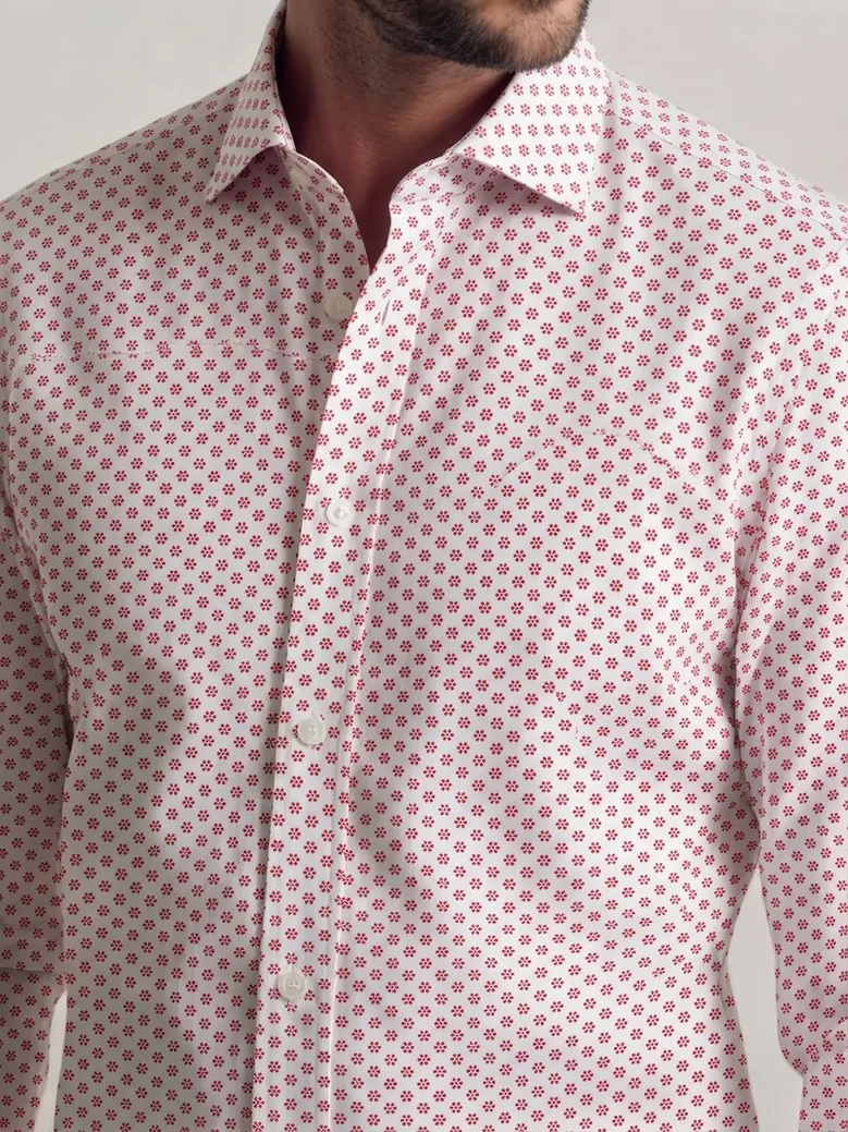 Chemise en popeline imprimée rouge