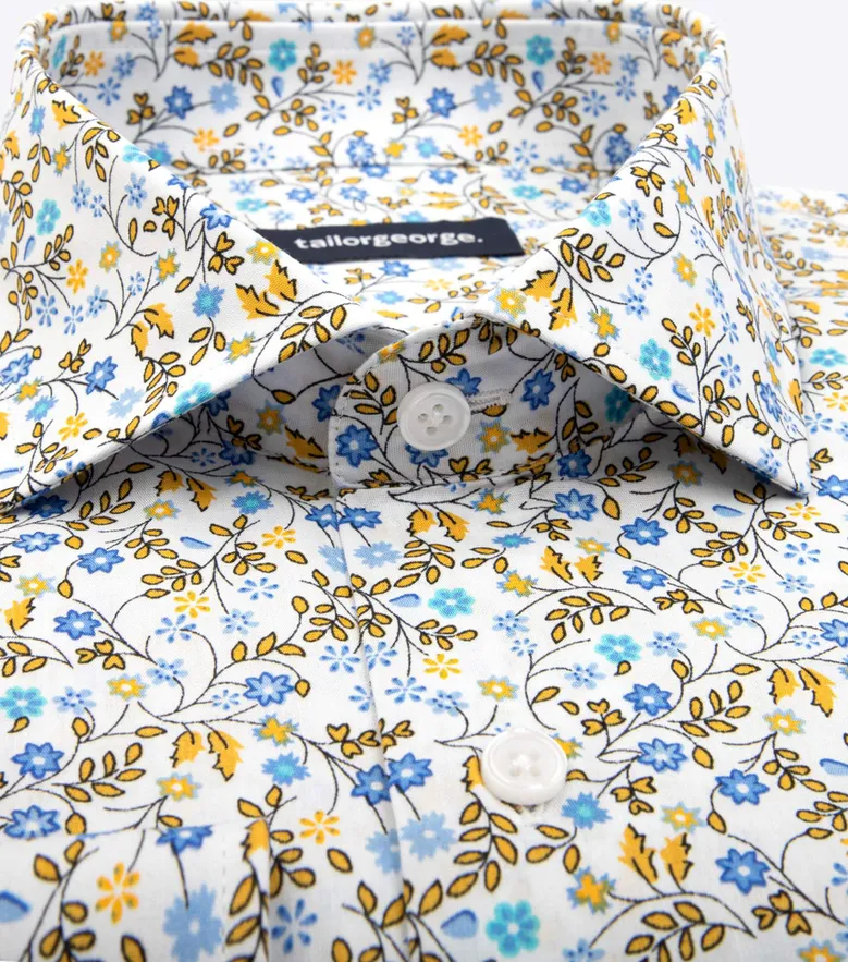 Chemise en popeline imprimée Jaune