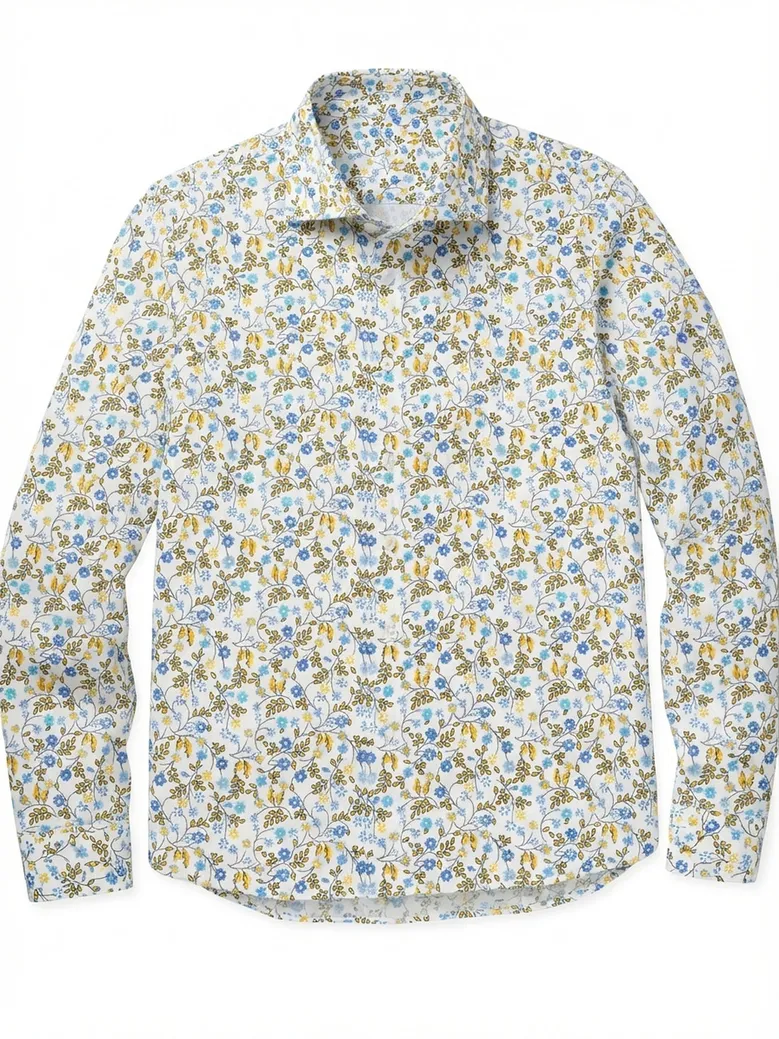 Chemise en popeline imprimée Jaune