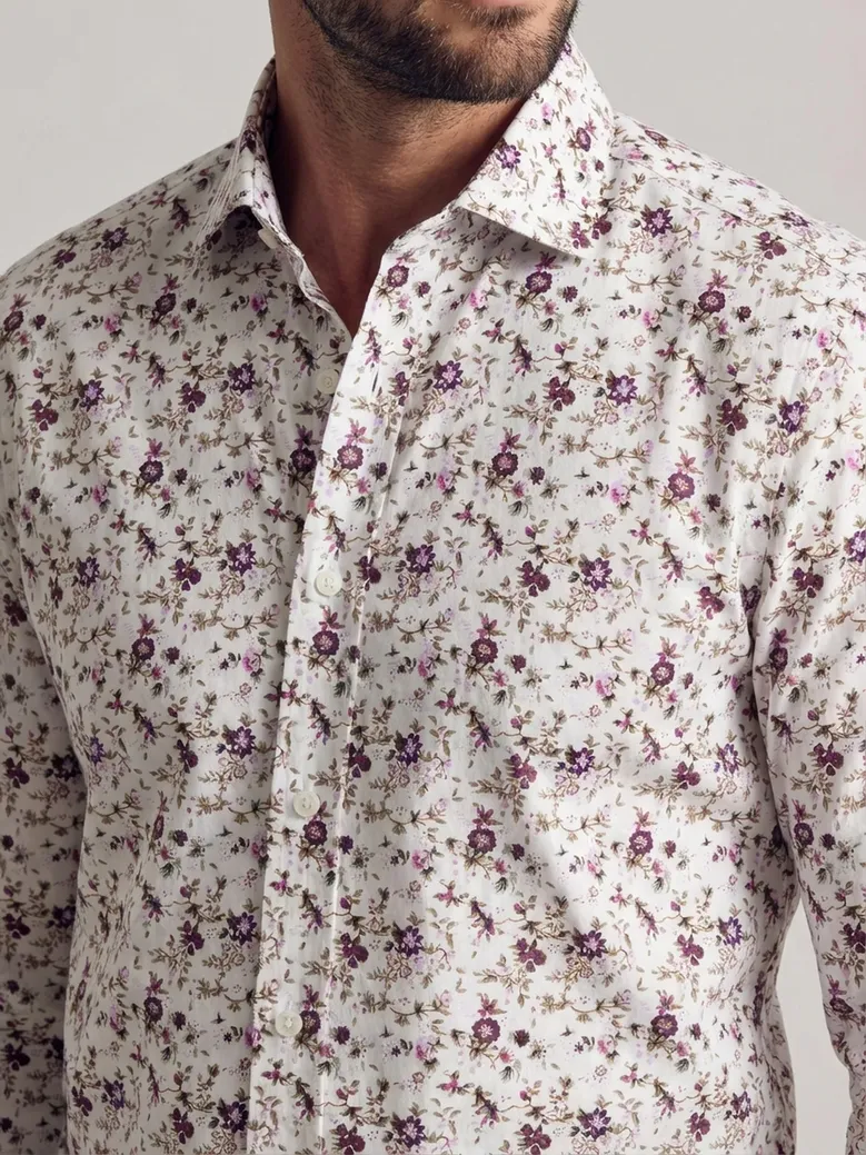 Chemise en popeline imprimée violette