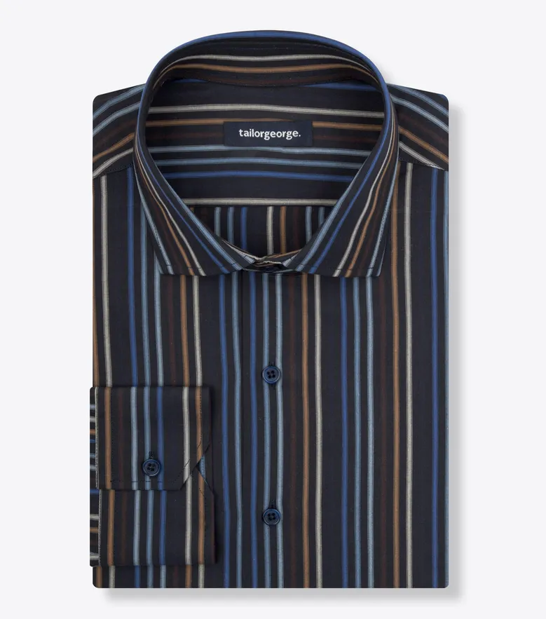 Chemise en popeline à rayures noires