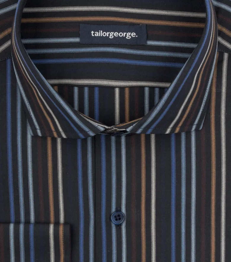 Chemise en popeline à rayures noires
