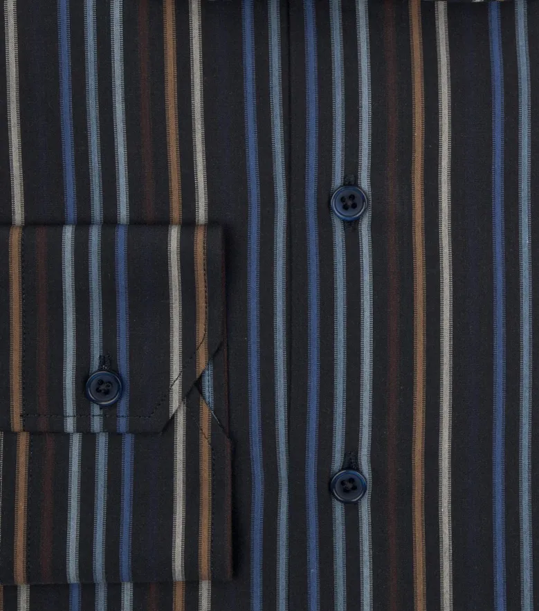 Chemise en popeline à rayures noires