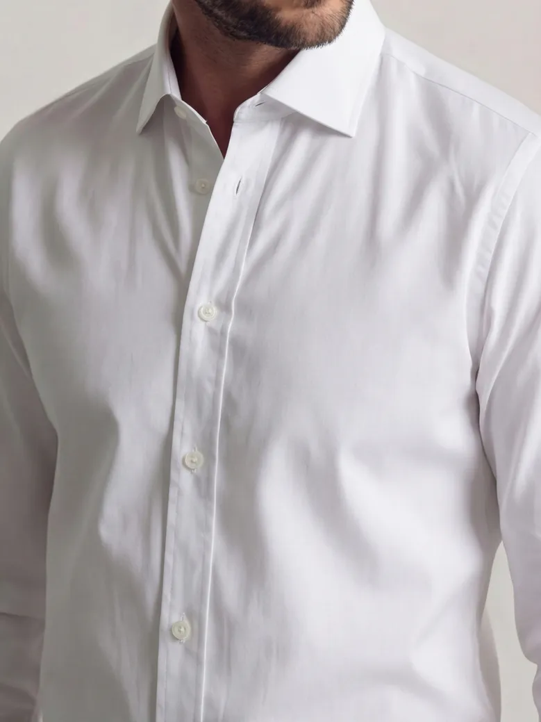 Chemise en popeline épaisse blanche unie