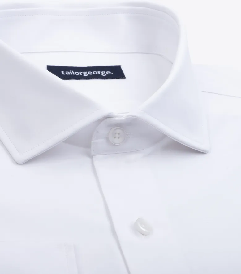 Chemise en popeline épaisse blanche unie