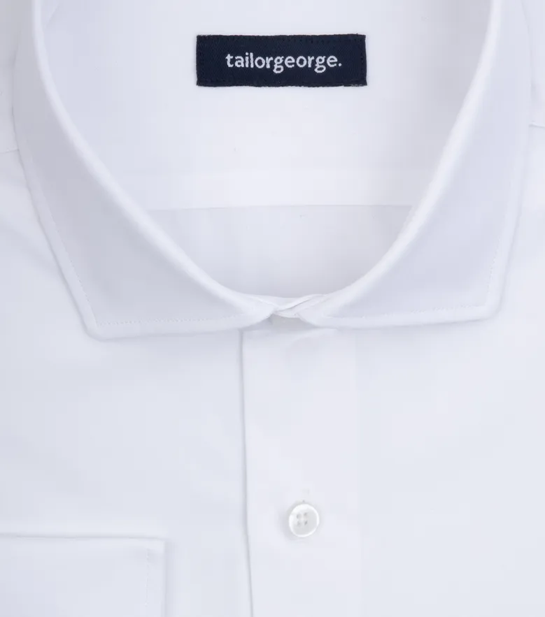 Chemise en popeline épaisse blanche unie
