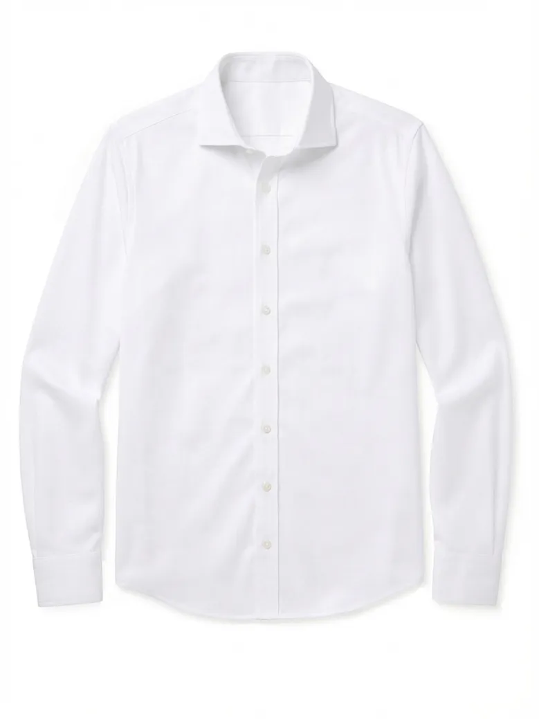 Chemise en twill uni blanc ivoire facile à repasser
