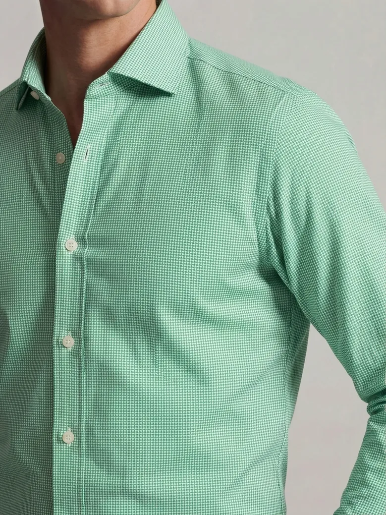 Chemise en twill à carreaux verts facile à repasser