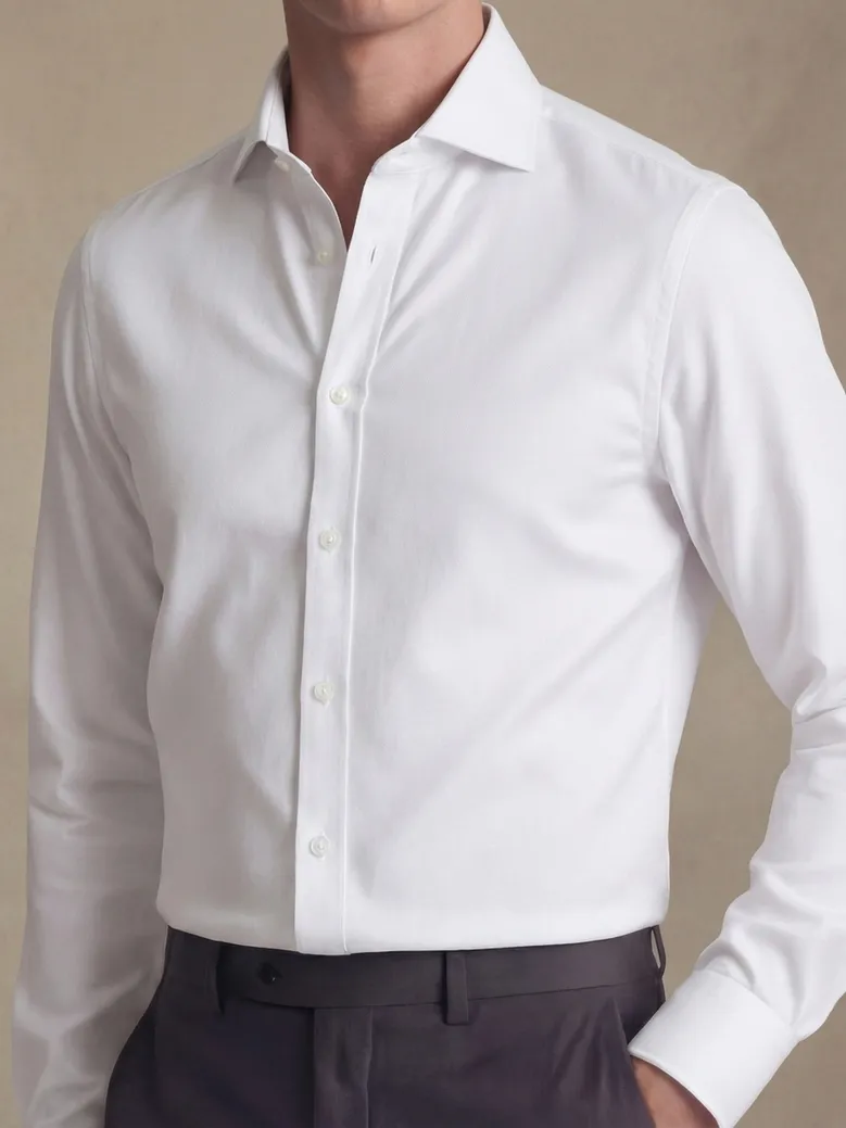 Chemise en twill blanc uni léger