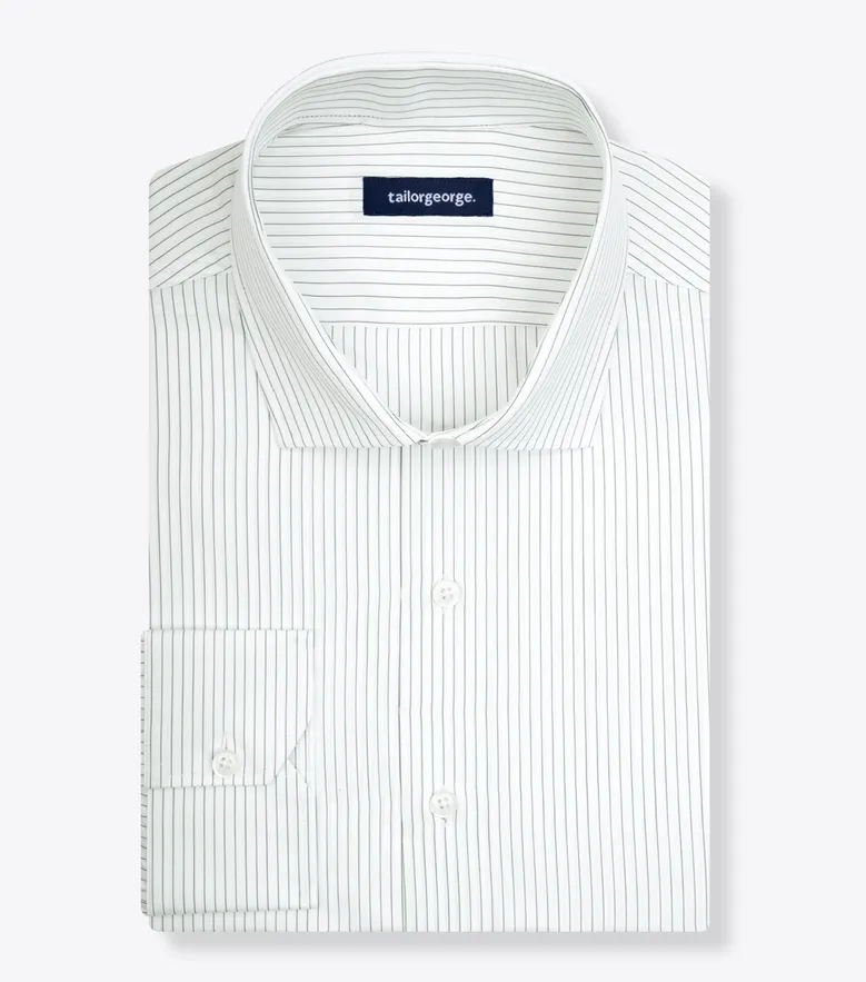 Chemise en popeline à rayures vertes facile à repasser