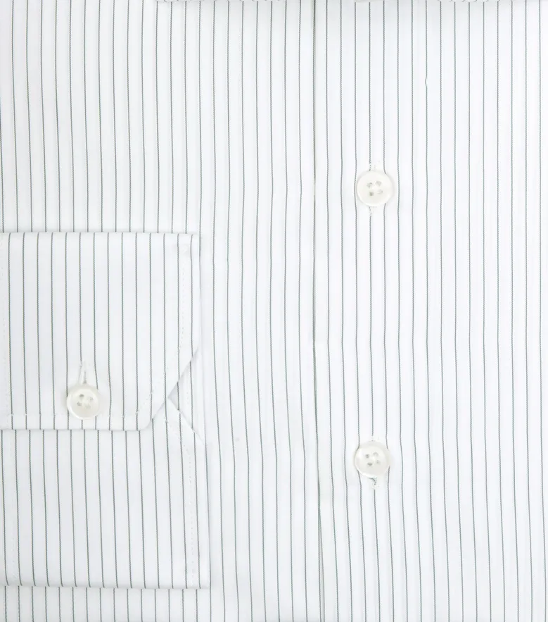 Chemise en popeline à rayures vertes facile à repasser