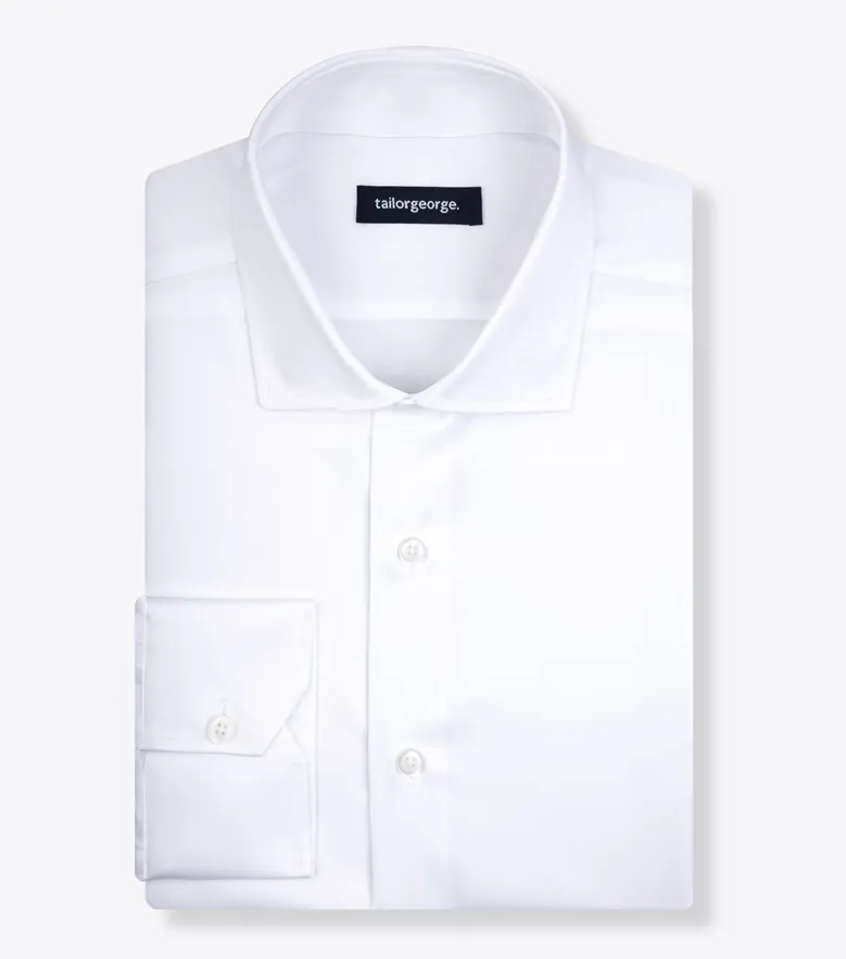 Chemise en twill uni blanc infroissable