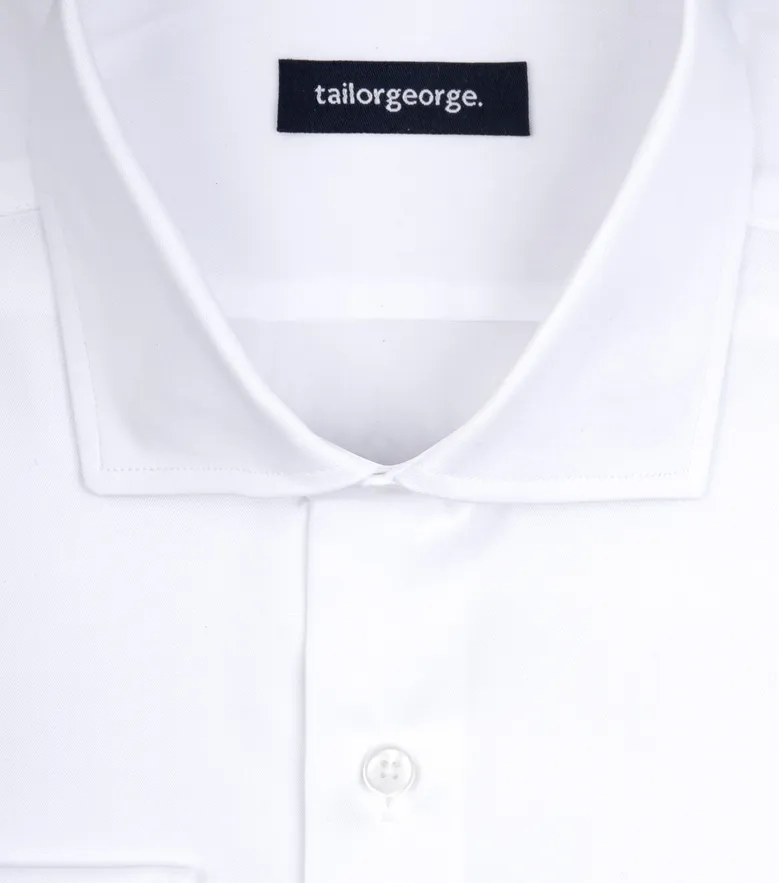 Chemise en twill uni blanc infroissable
