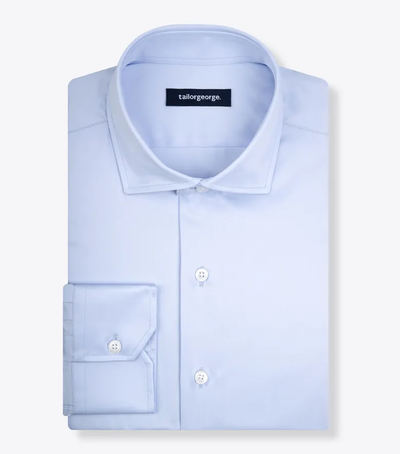 Chemise en twill uni bleu ciel infroissable