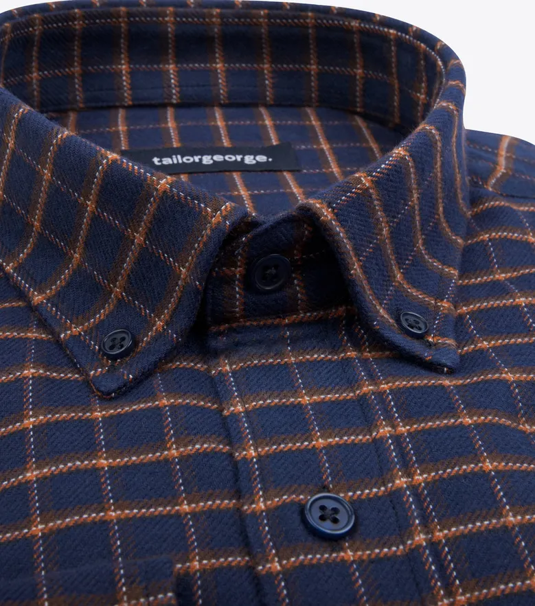 Chemise en flanelle épaisse à carreaux bleu marine
