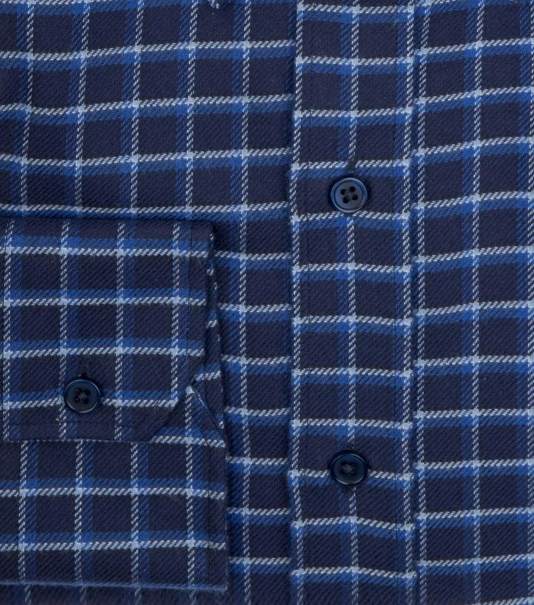 Chemise en flanelle épaisse bleu marine à carreaux ciel