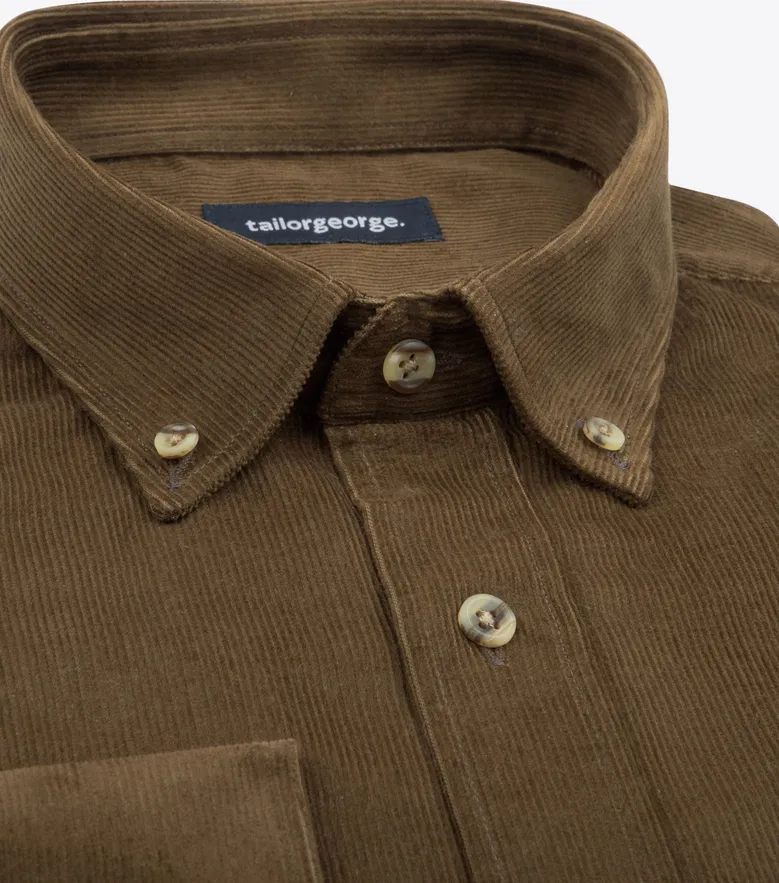 Chemise en velours côtelé épais marron châtaigne