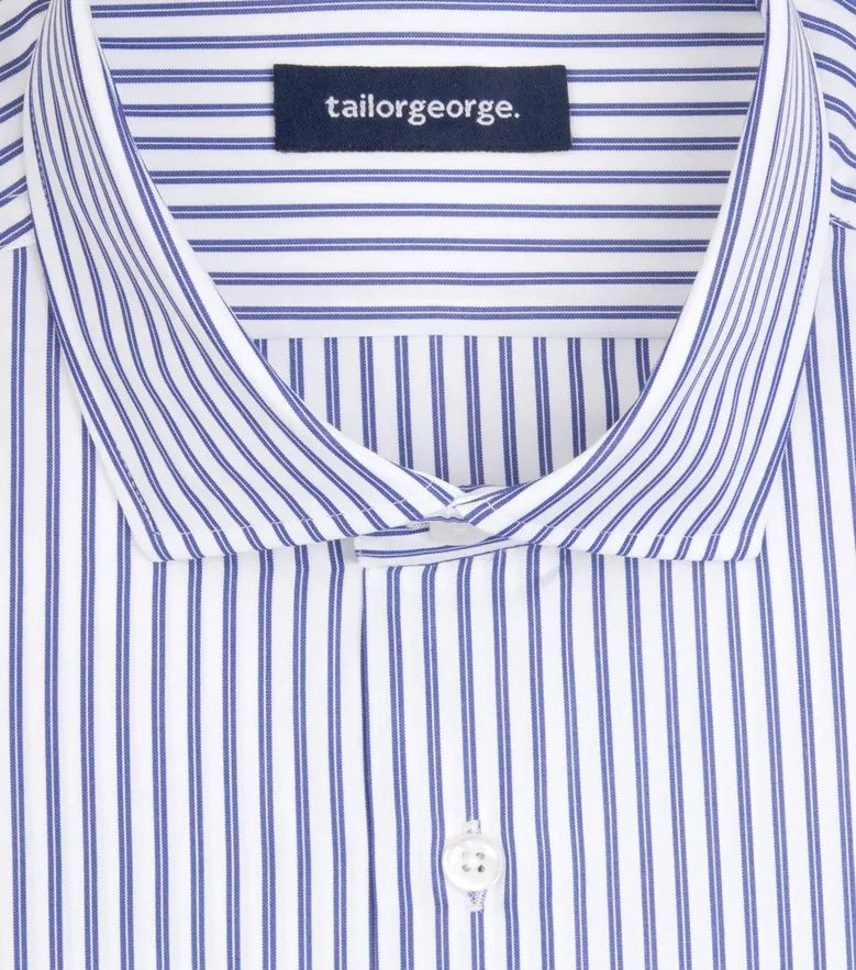Chemise en popeline à rayures bleues facile à repasser