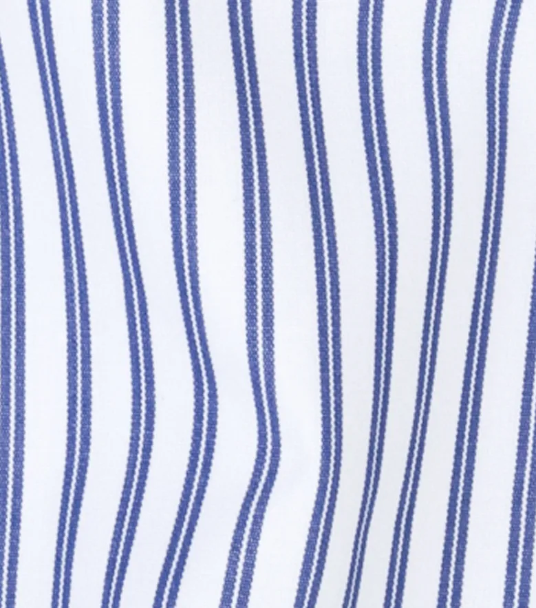 Chemise en popeline à rayures bleues facile à repasser