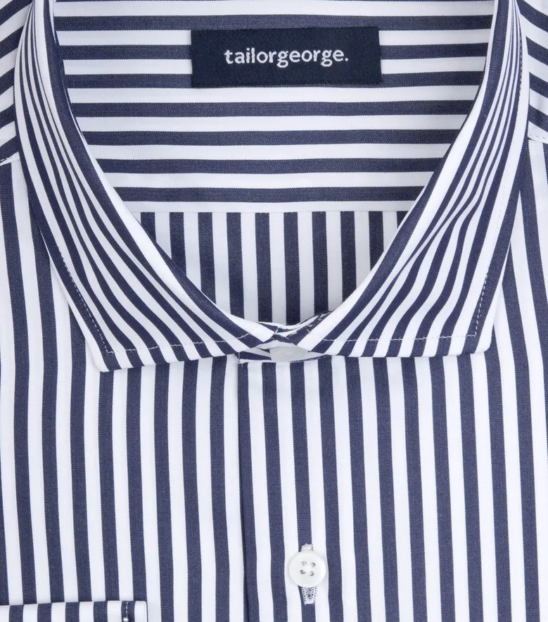 Chemise en popeline à rayures bleu marine facile à repasser