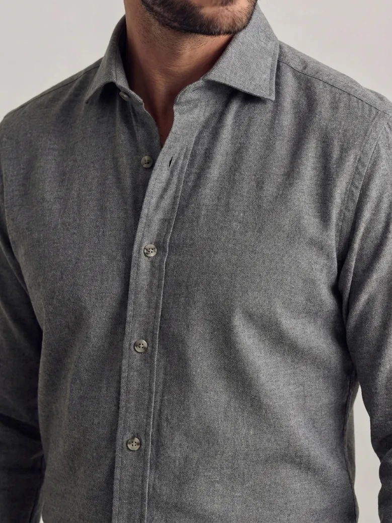 Chemise en flanelle marron uni