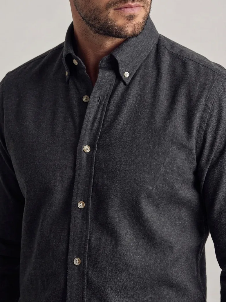 Chemise en flanelle marron uni