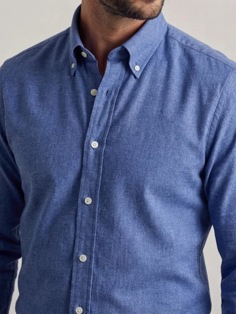 Chemise en flanelle bleu uni