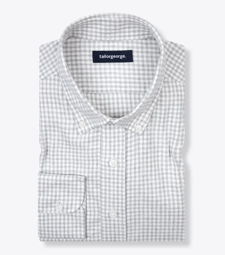 Chemise en flanelle à petits carreaux gris