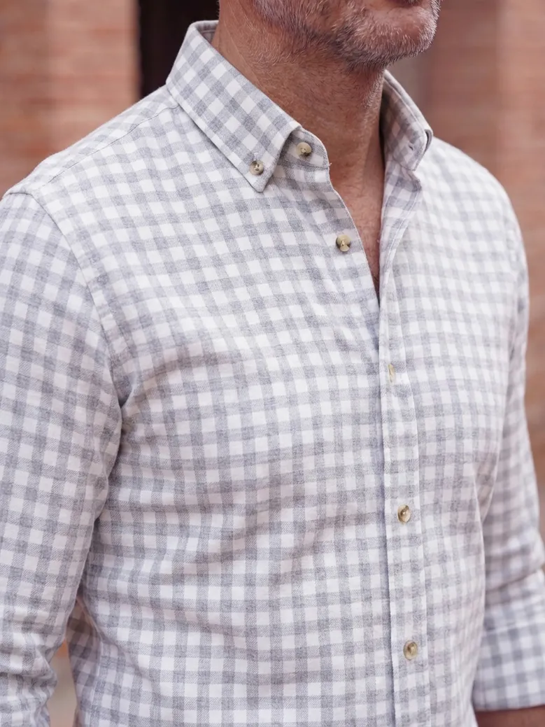Chemise en flanelle à carreaux gris