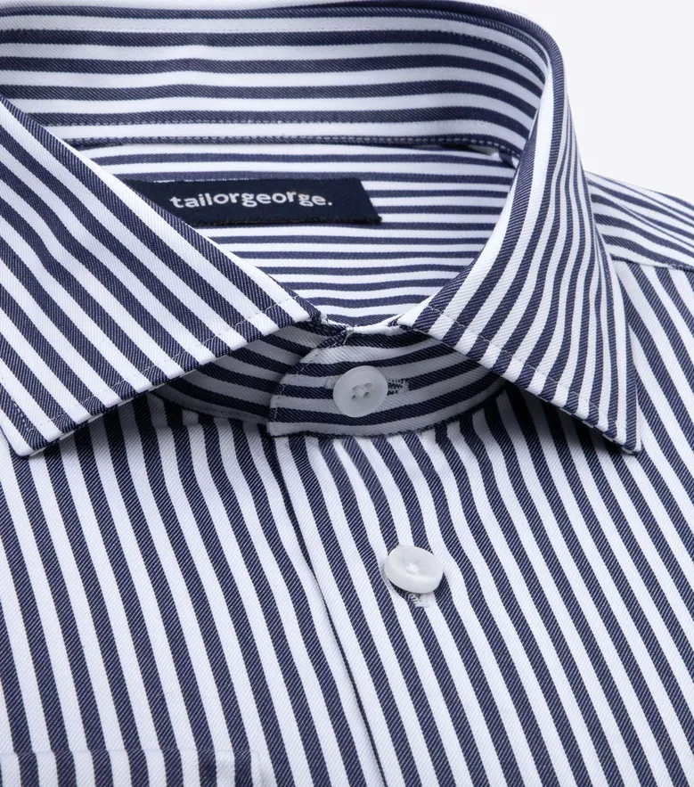 Chemise en twill à rayures bleu marine facile à repasser