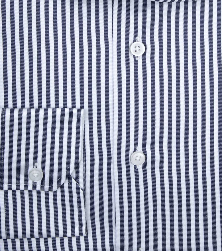 Chemise en twill à rayures bleu marine facile à repasser