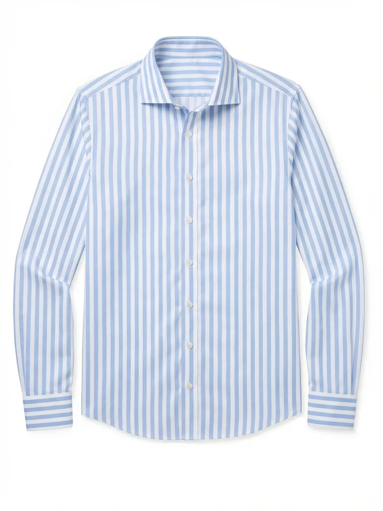 Chemise en twill à rayures bleu ciel facile à repasser