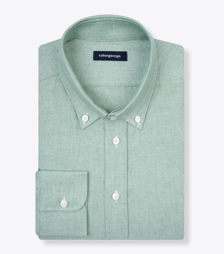 Chemise en Oxford sport vert uni