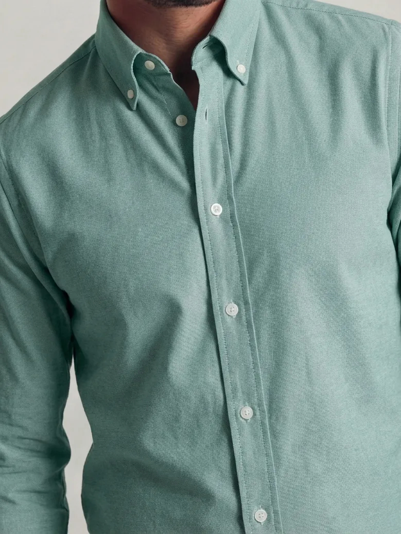 Chemise en Oxford sport vert uni