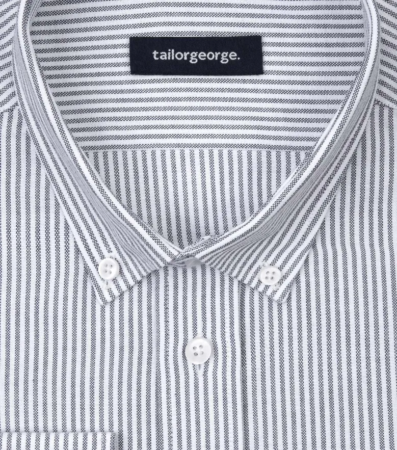 Chemise en Oxford à rayures gris