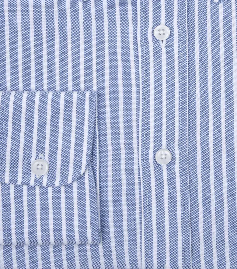 Chemise en Oxford à rayures bleu roi