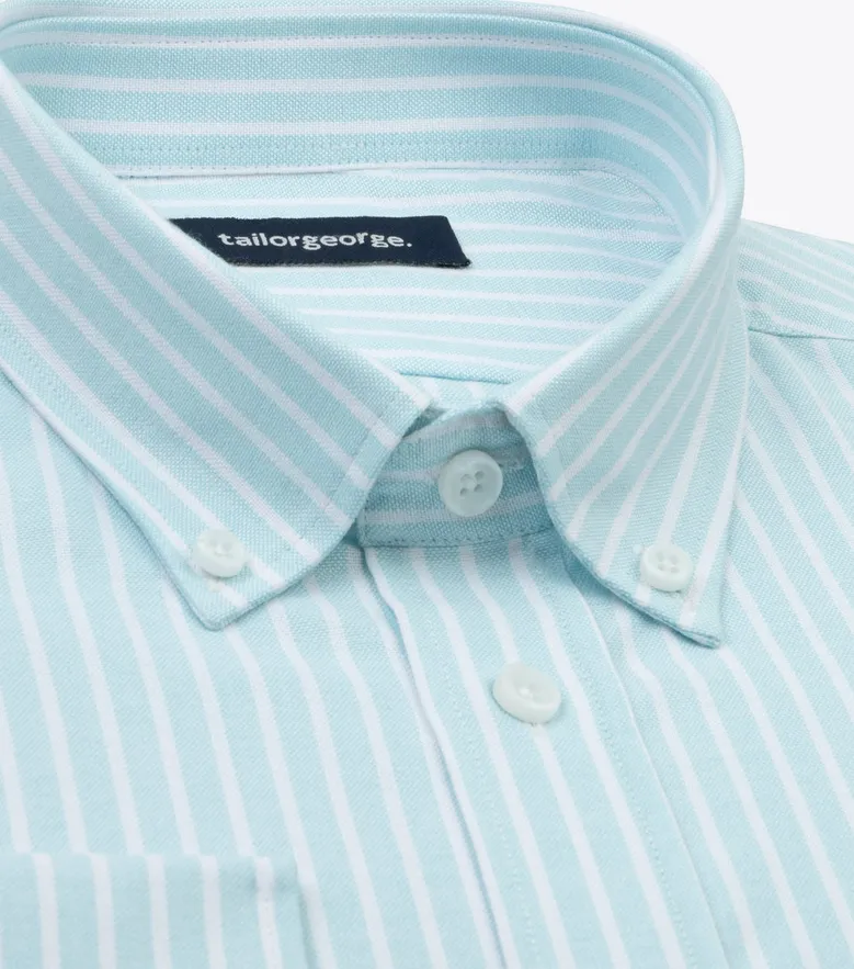 Chemise en Oxford à rayures bleu turquoise