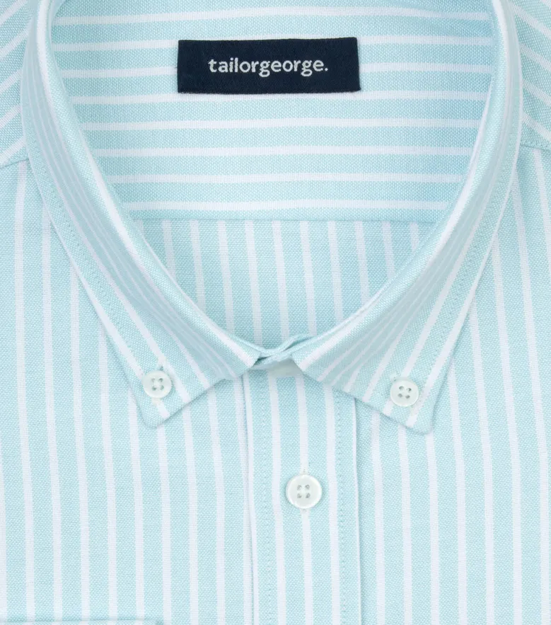 Chemise en Oxford à rayures bleu turquoise
