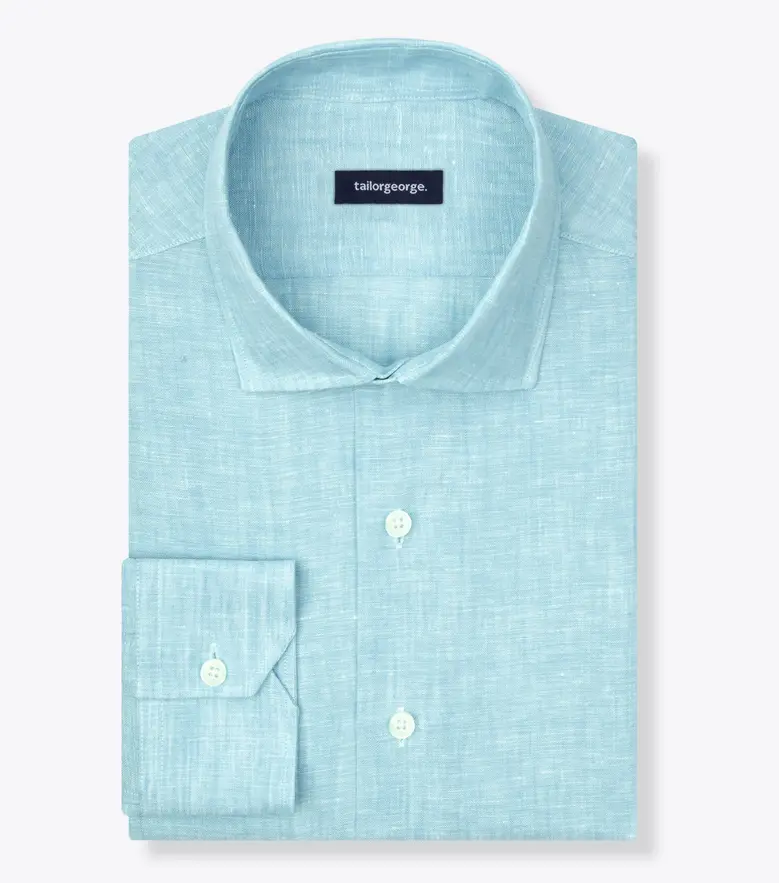 Chemise en Lin uni bleu turquoise