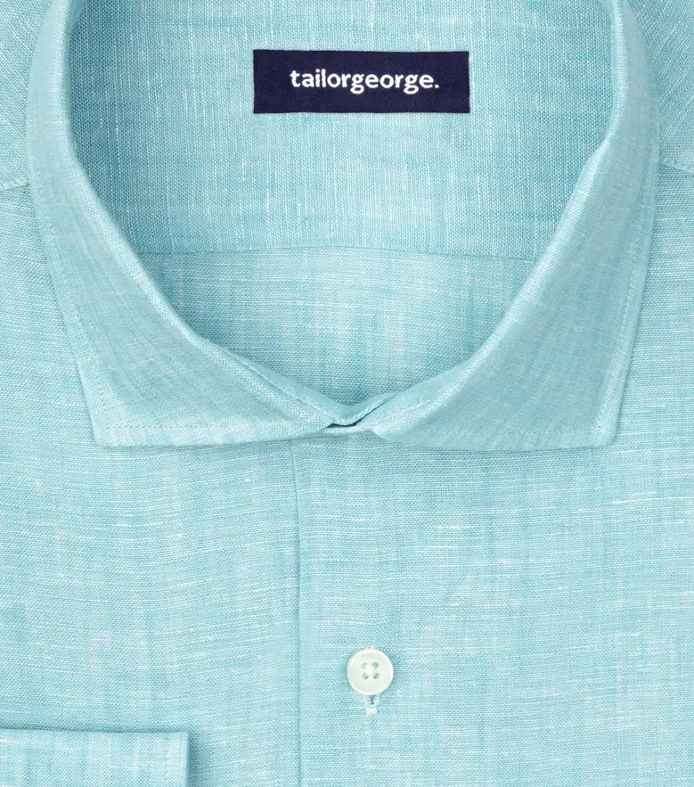 Chemise en Lin uni bleu turquoise