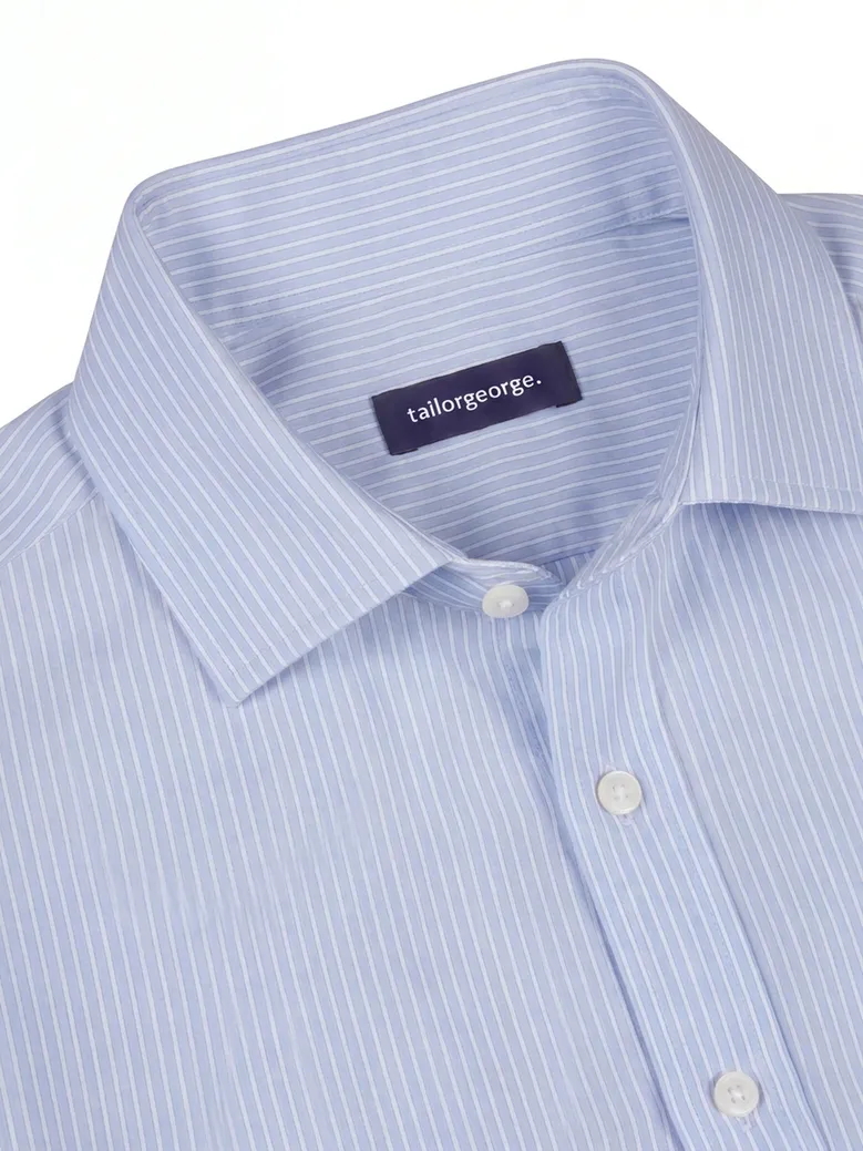 Chemise en popeline à rayures bleues