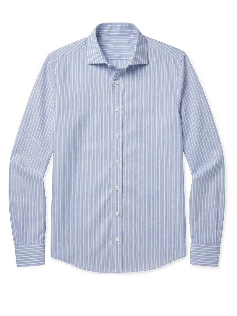Chemise en popeline à rayures bleues