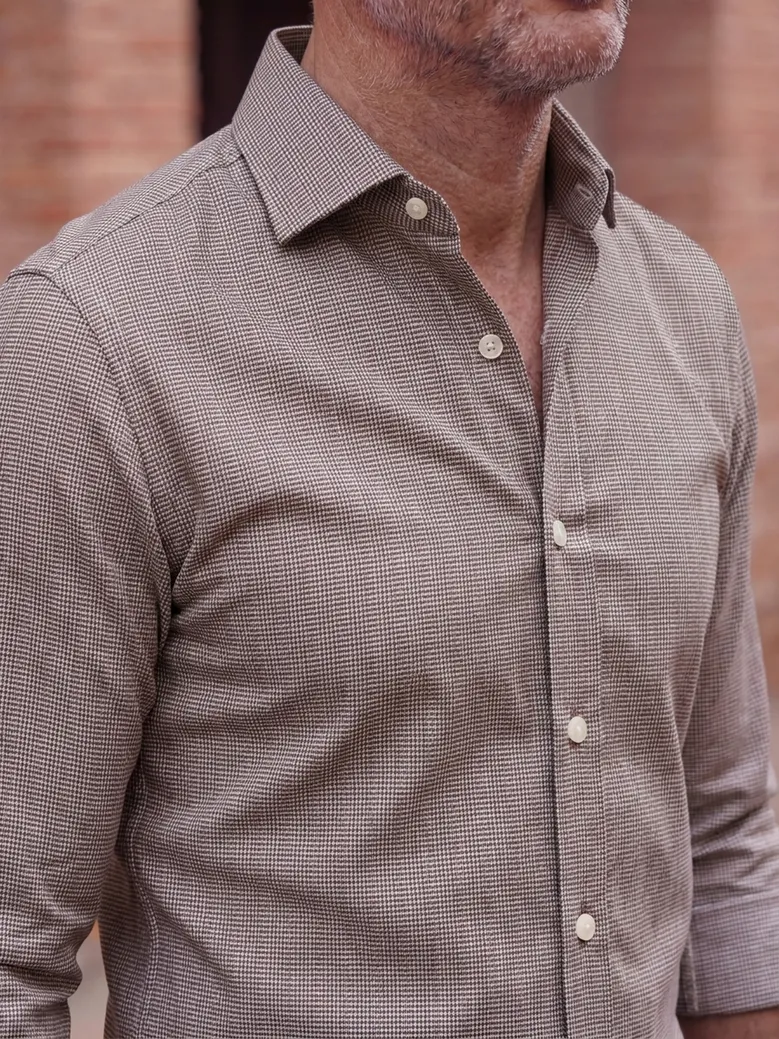 Chemise en twill uni marron