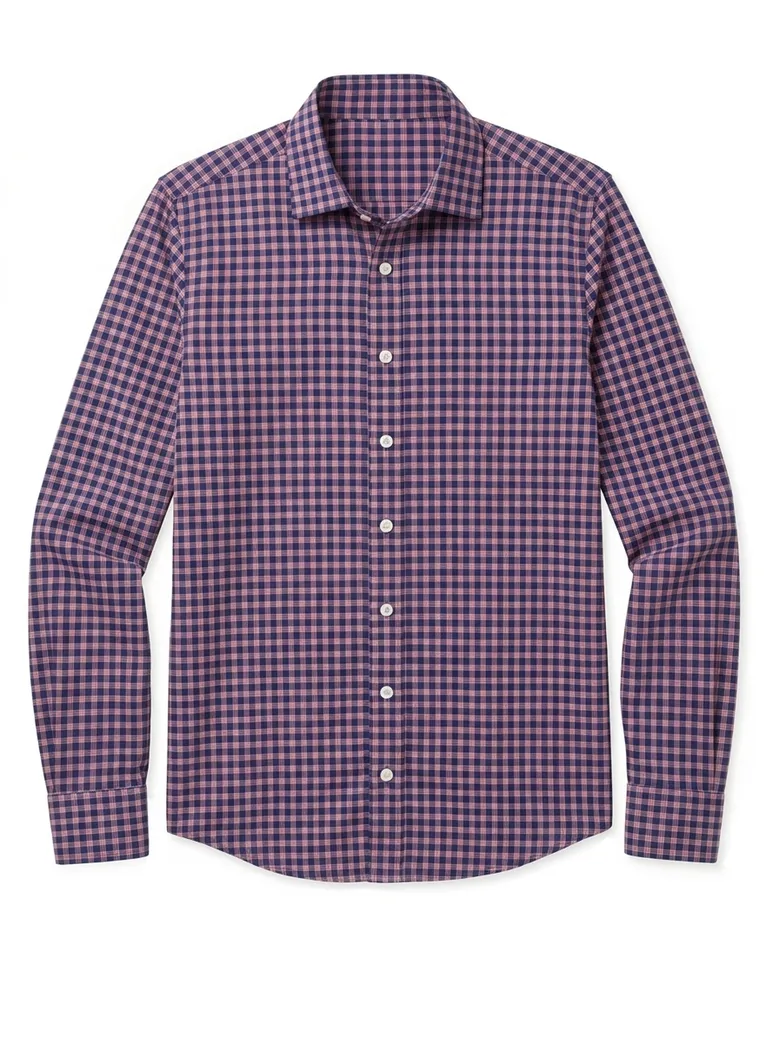 Chemise en twill à carreaux violets