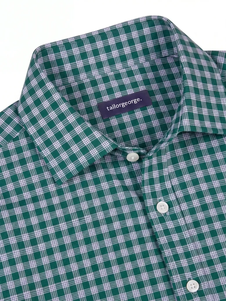Chemise en twill à carreaux verts